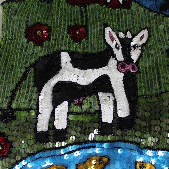 Artsy Vest Farm Scene Sequins by Quacker Factory L - Picture 6 of 8